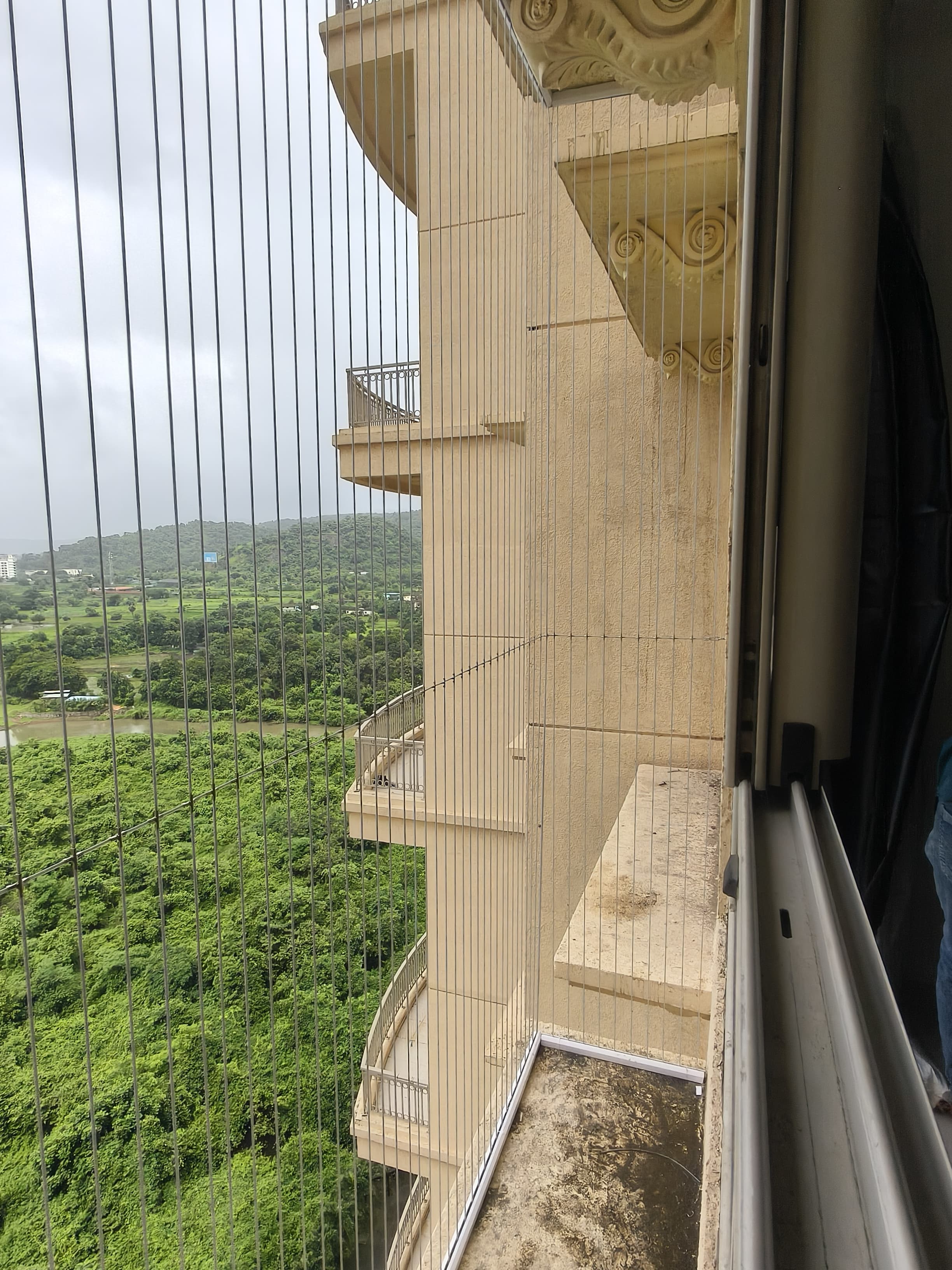 Bird net installed on a residential terrace